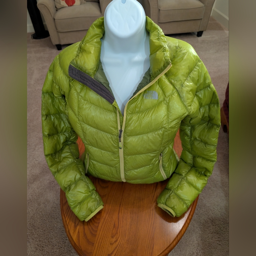 The North Face Summit Series lime green puffer jacket, size S